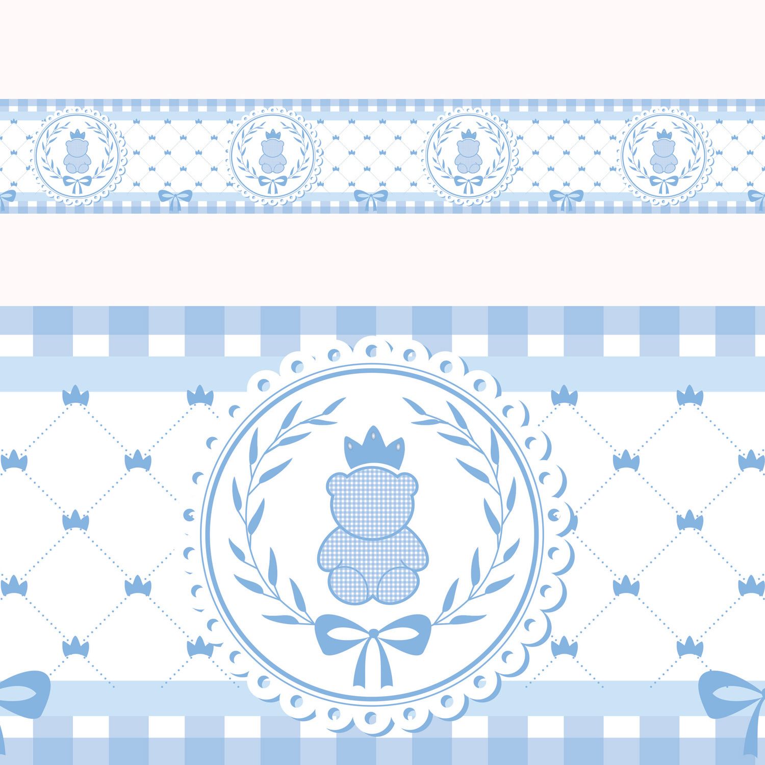 Faixa Adesiva de Parede Ursinho Clássico Azul Bebê