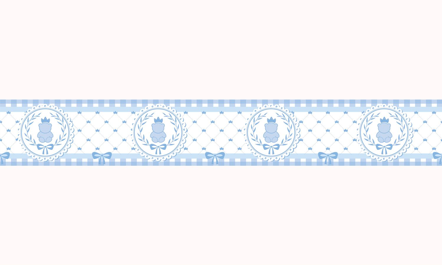 Faixa Adesiva de Parede Ursinho Clássico Azul Bebê