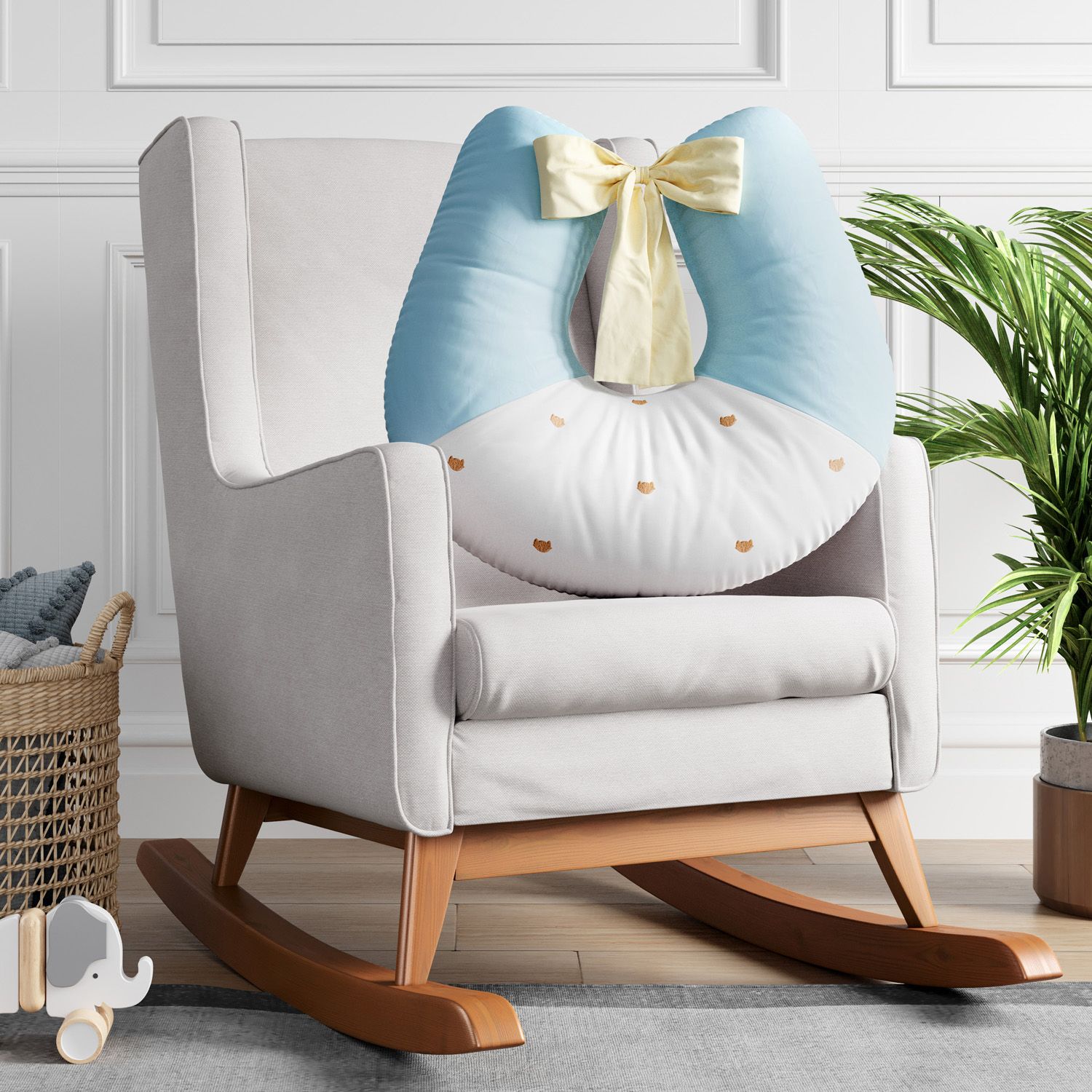 Almofada Amamentação Raposinha Azul e Amarelo