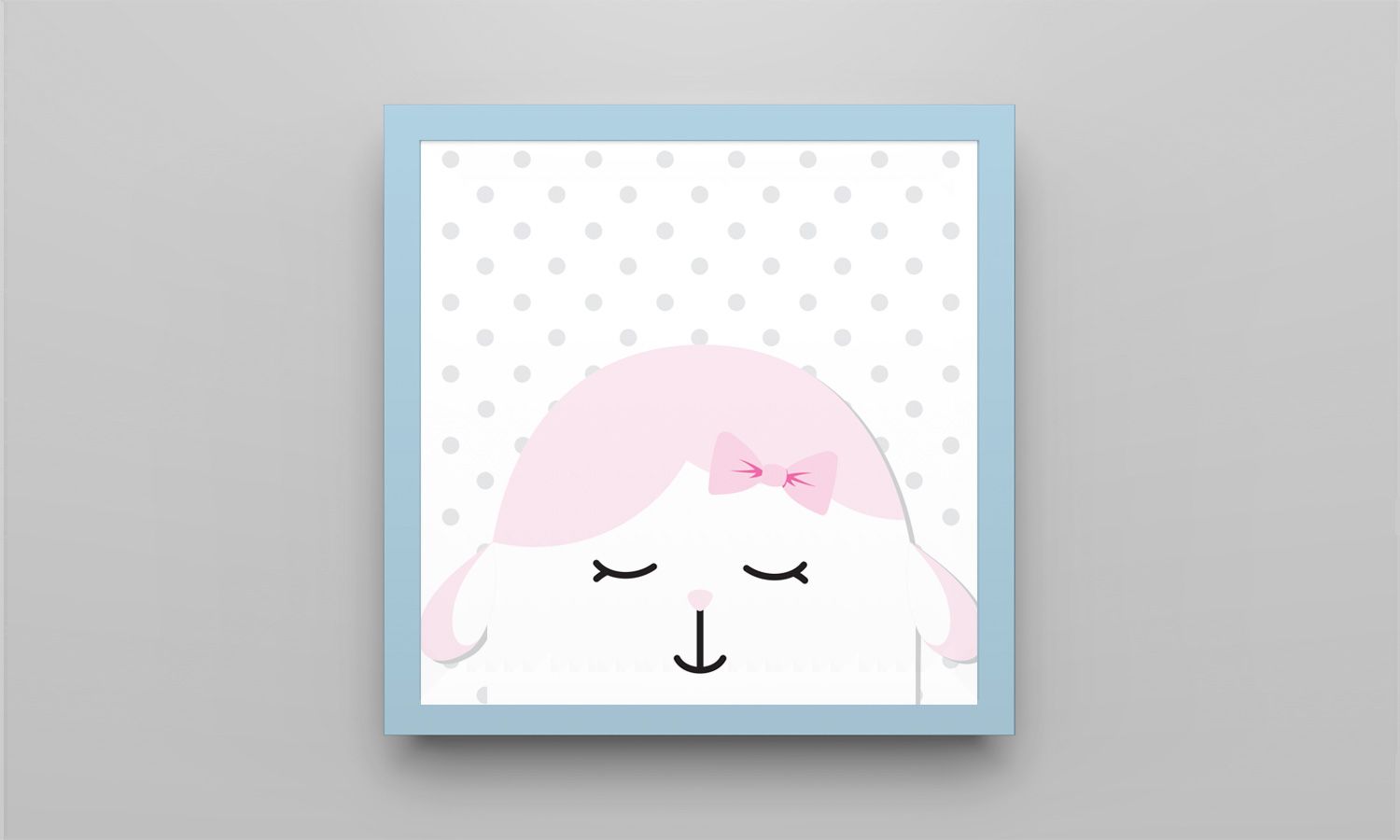 Quadro Amiguinha Ovelhinha Rosa/Azul Bebê 38cm - imagem 2