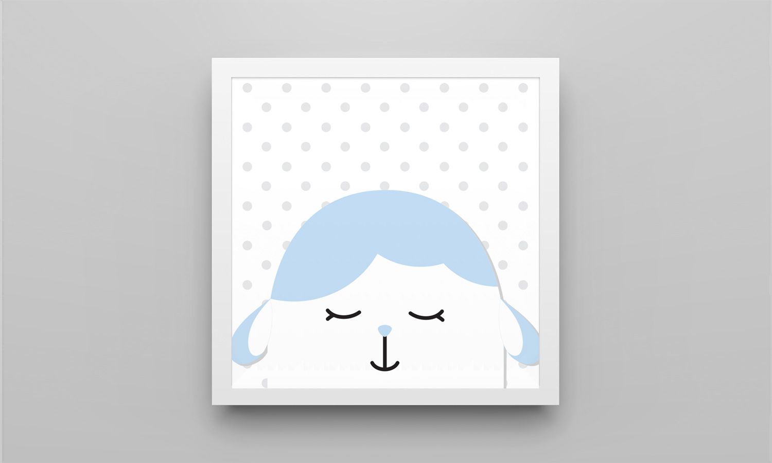 Quadro Amiguinho Carneirinho Azul Bebê/Branco 38cm - imagem 2