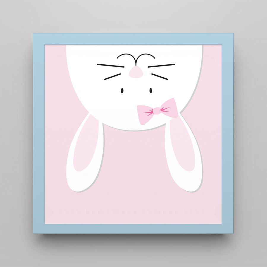 Quadro Amiguinha Coelhinha Rosa/Azul Bebê 38cm