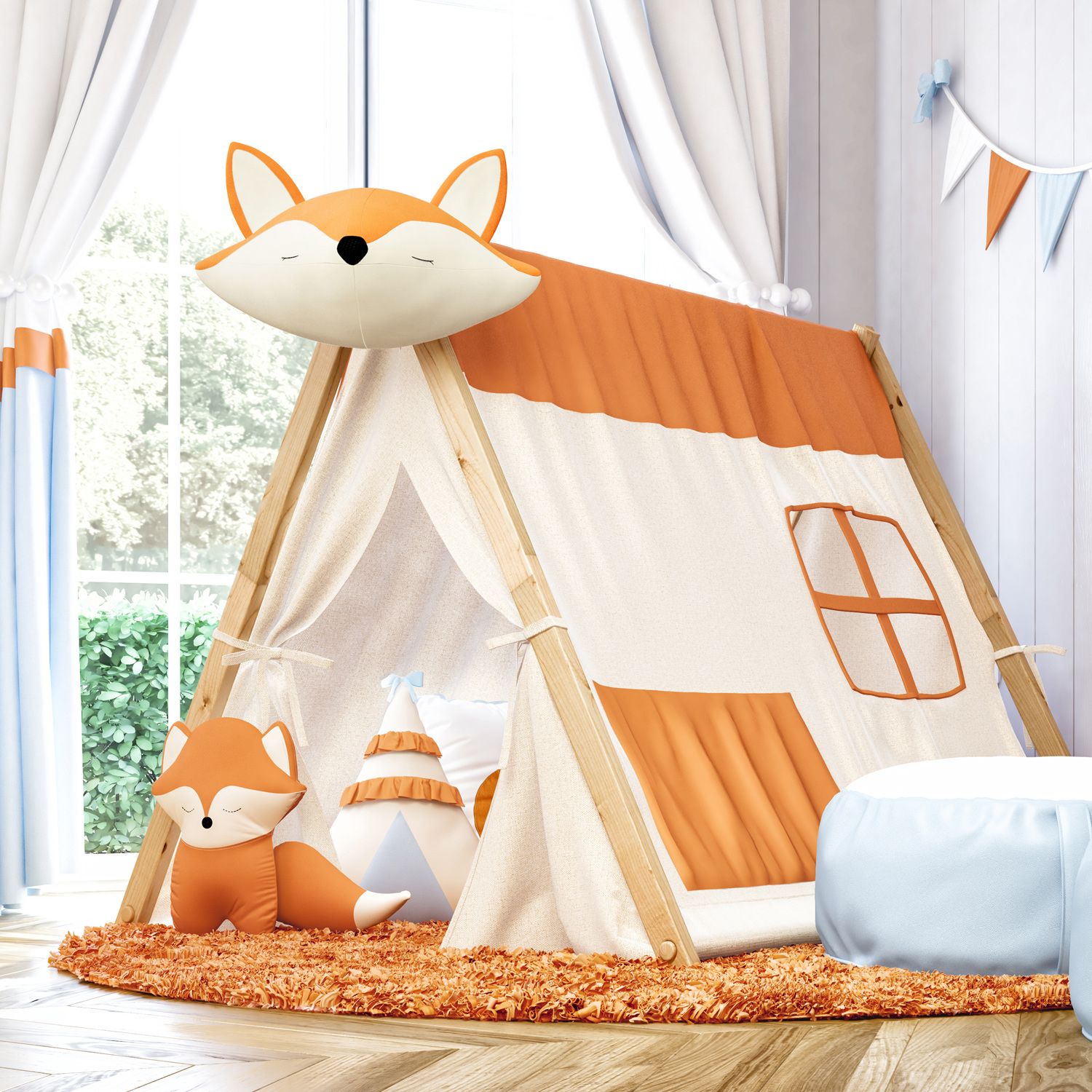 Cabana Quarto de Bebê Raposinha Laranja