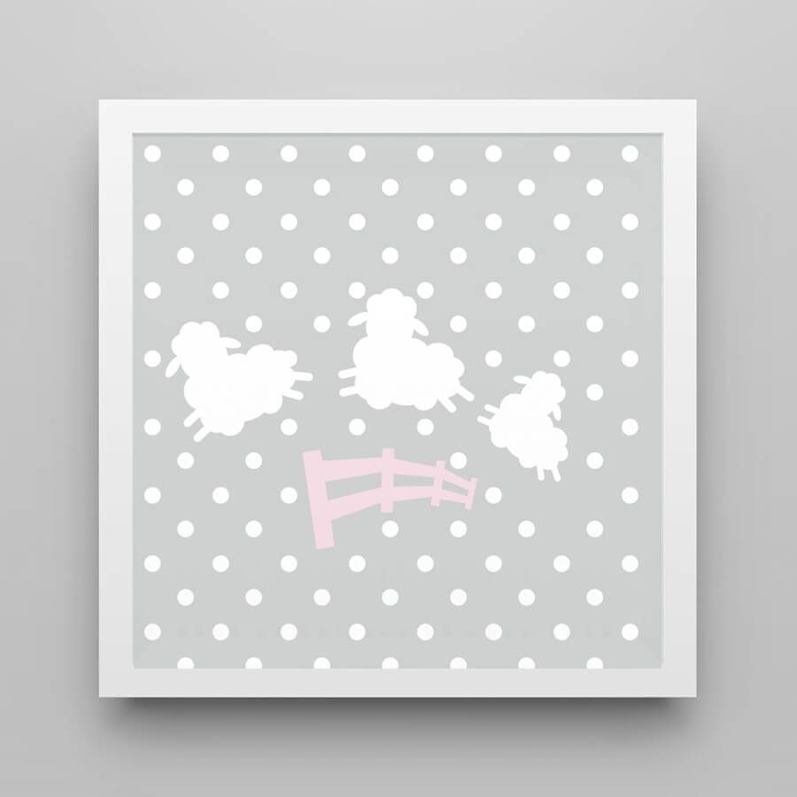 Quadro Amiguinhas Ovelhinhas Rosa 18cm