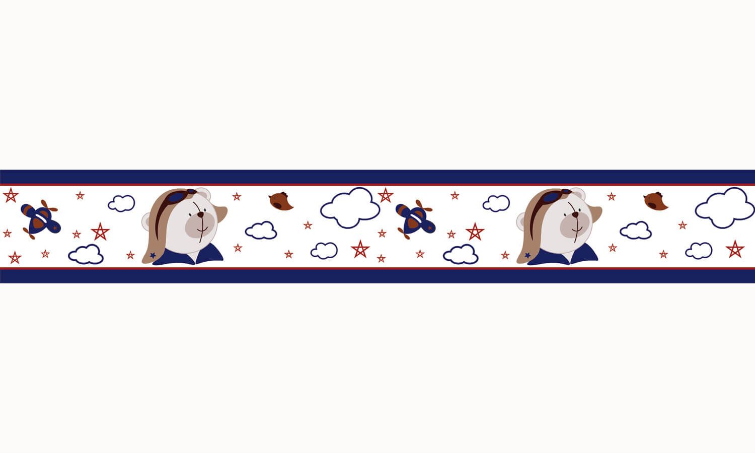 Faixa Adesiva de Parede Urso Aviador 2m