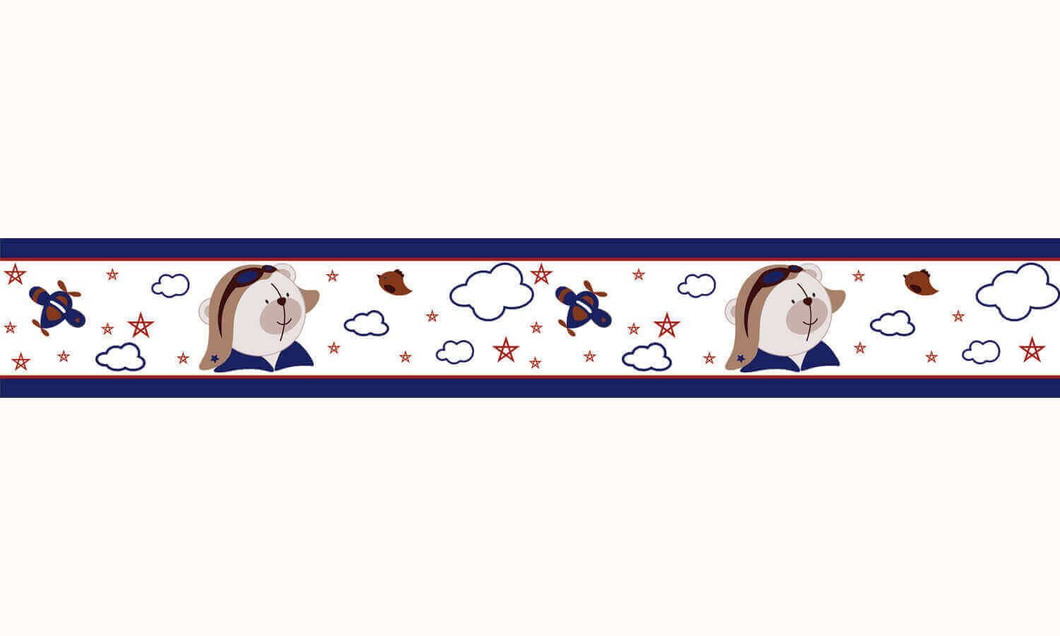 Faixa Adesiva de Parede Urso Aviador 2m