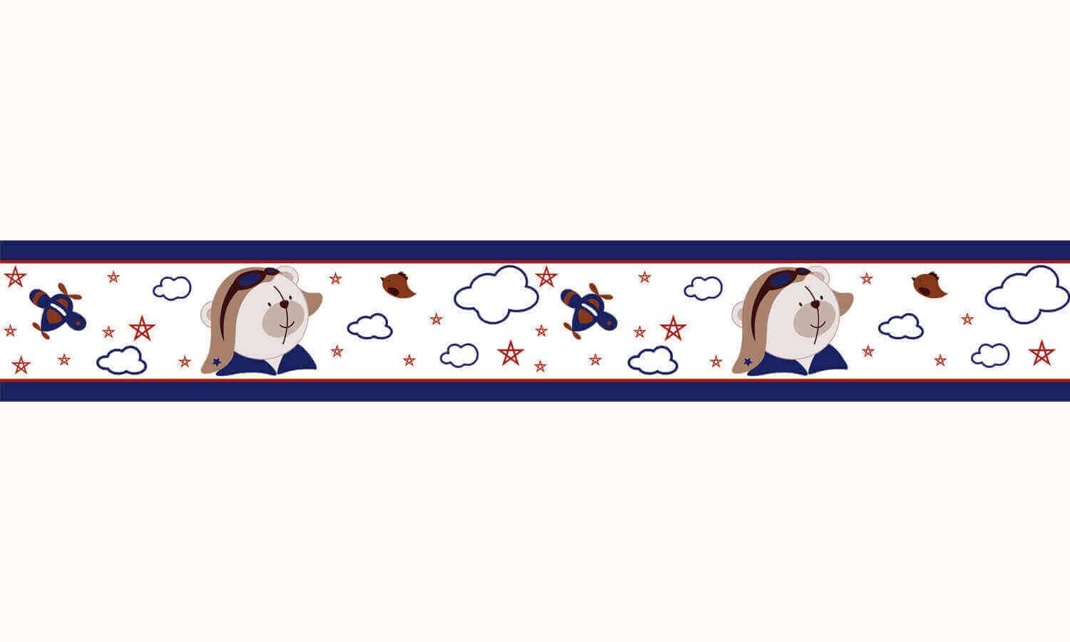 Faixa Adesiva de Parede Urso Aviador 2m