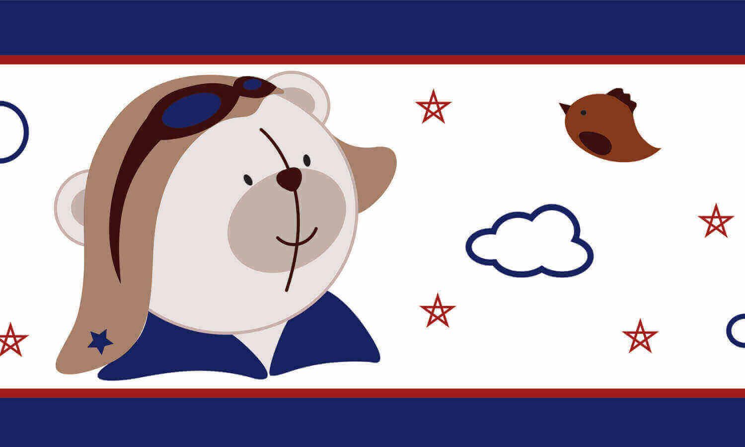 Faixa Adesiva de Parede Urso Aviador 2m