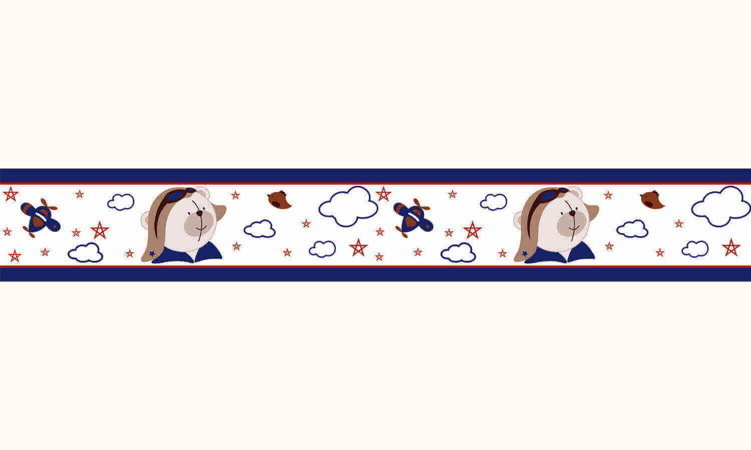 Faixa Adesiva de Parede Urso Aviador 2m