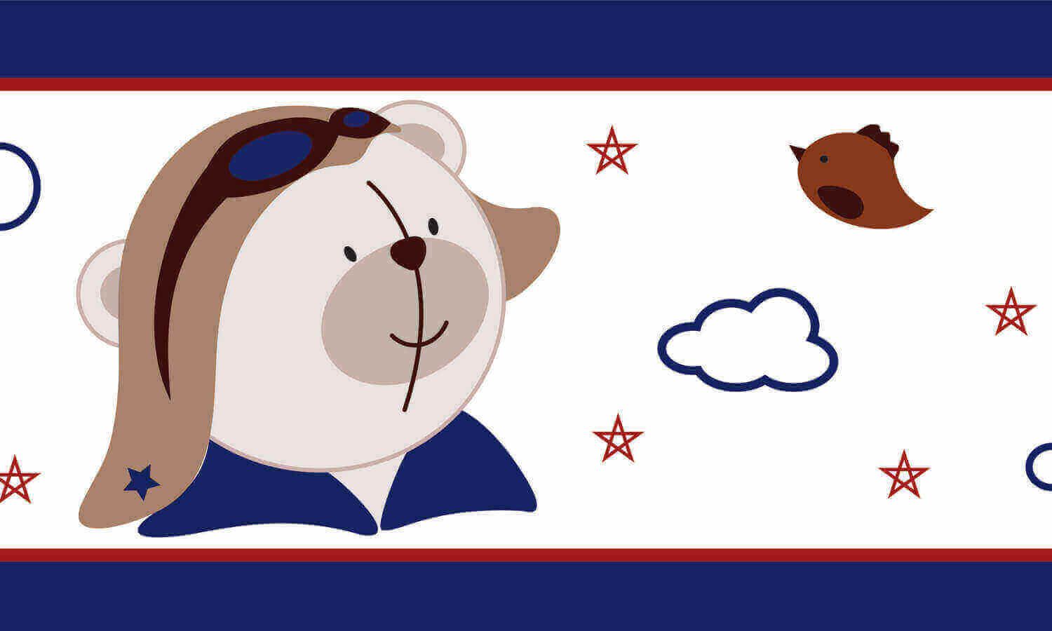 Faixa Adesiva de Parede Urso Aviador 2m