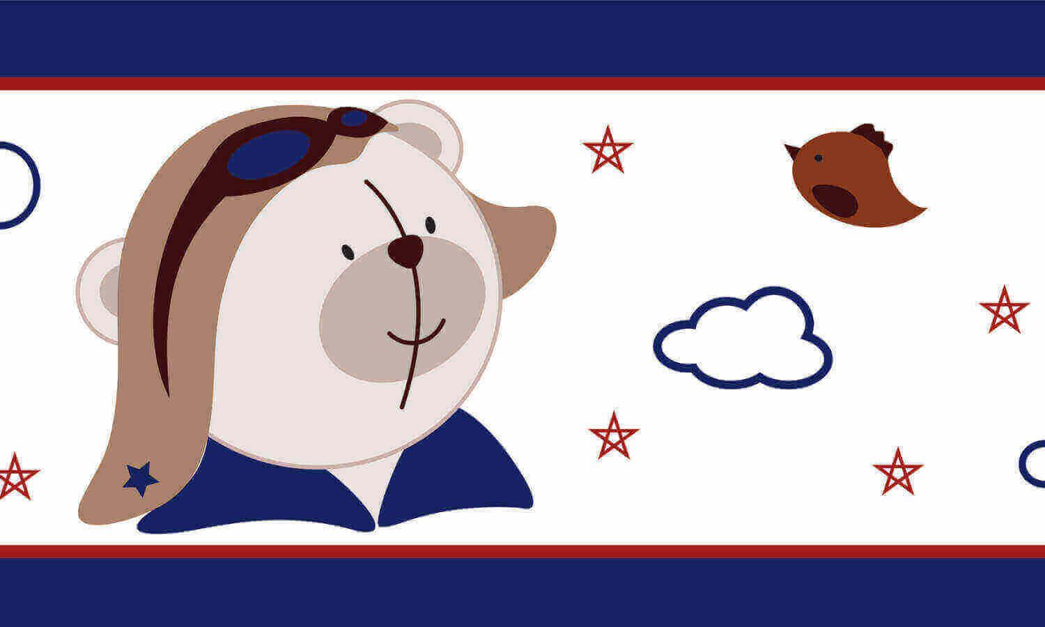 Faixa Adesiva de Parede Urso Aviador 2m