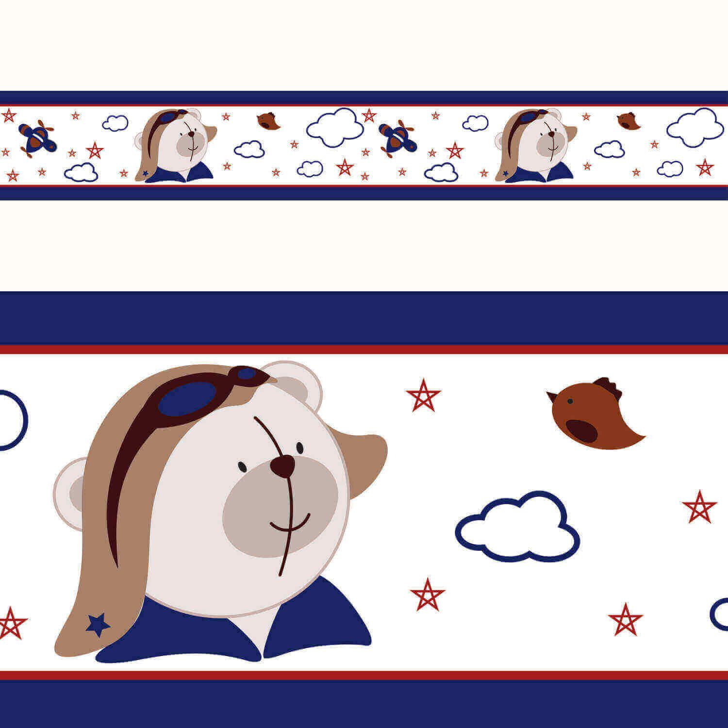 Faixa Adesiva de Parede Urso Aviador 2m