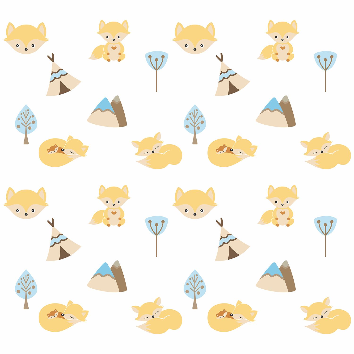 Adesivo de Parede Raposinhas Laranja