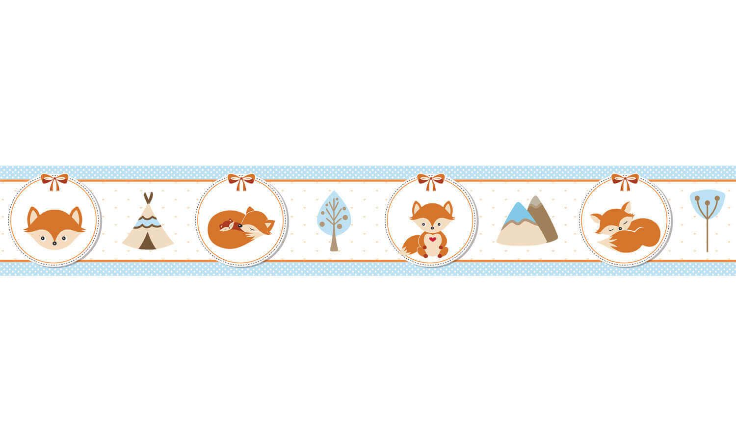 Faixa Adesiva de Parede Raposinhas Laranja