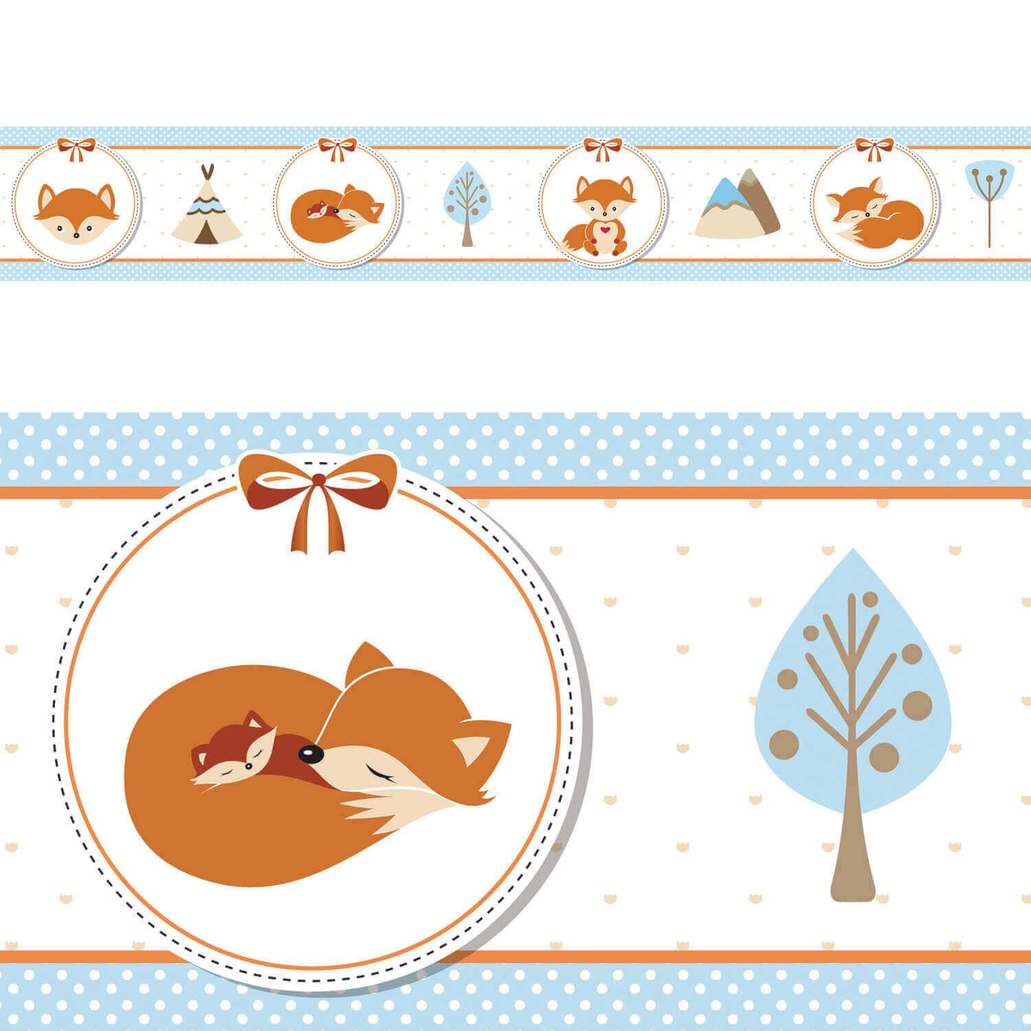 Faixa Adesiva de Parede Raposinhas Laranja