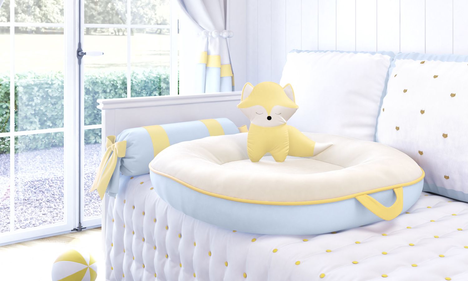 Ninho Bege, Azul e Amarelo 75cm