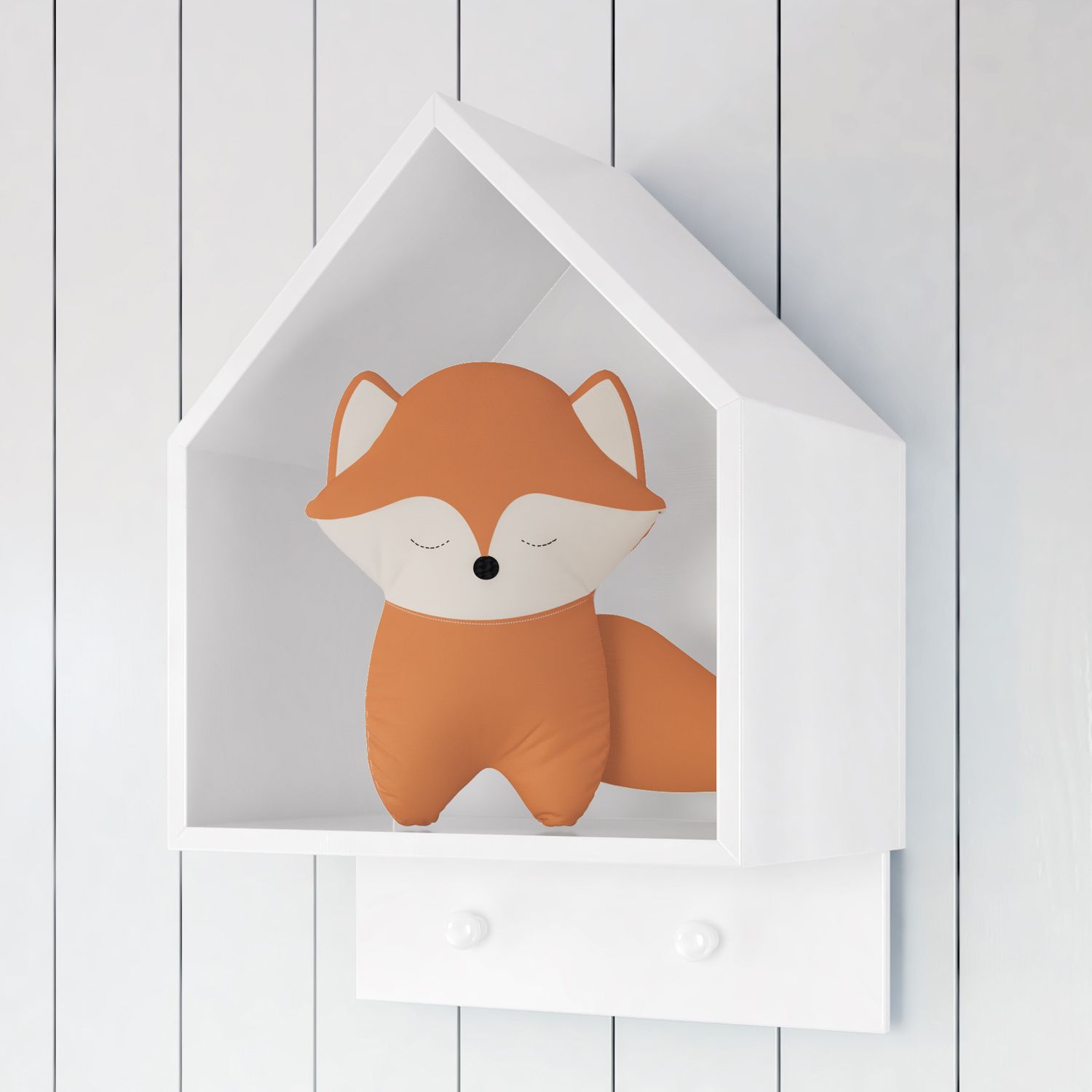 Nicho de Madeira Casinha com Cabideiro Rosa 40cm