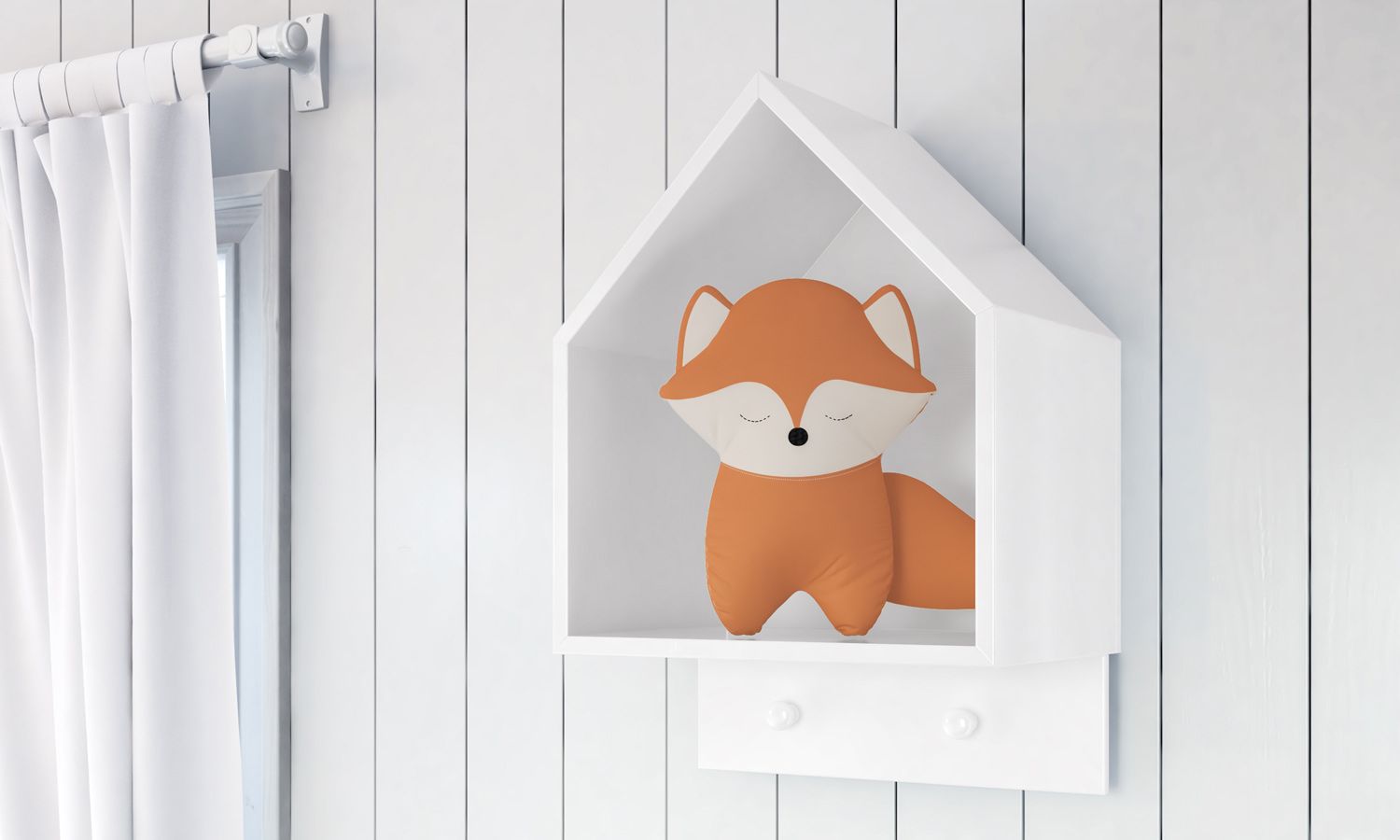 Nicho de Madeira Casinha com Cabideiro Rosa 40cm