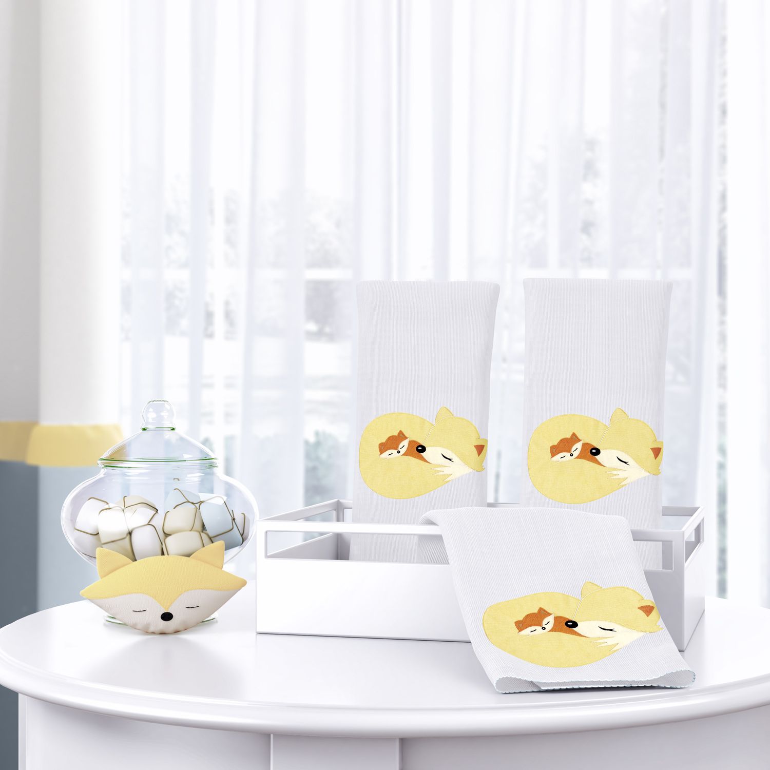 Jogo de Fraldas Ombro Raposinha Laranja com 3