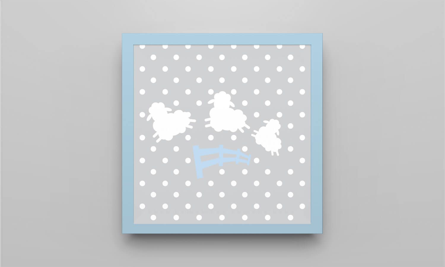 Quadro Amiguinho Ovelhinhas Azul Bebê 38cm