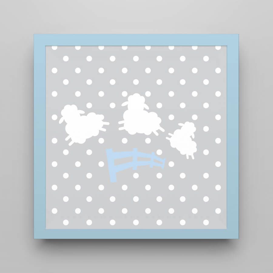 Quadro Amiguinho Ovelhinhas Azul Bebê 38cm - imagem 2