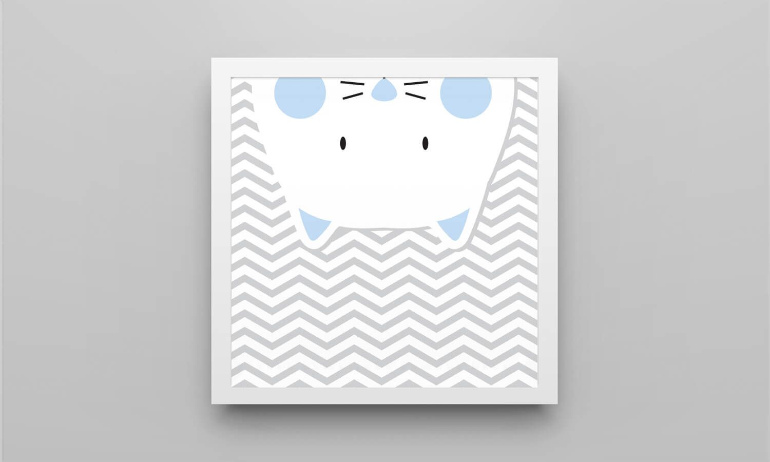 Quadro Amiguinho Gatinho Azul Bebê/Branco 38cm - imagem 2
