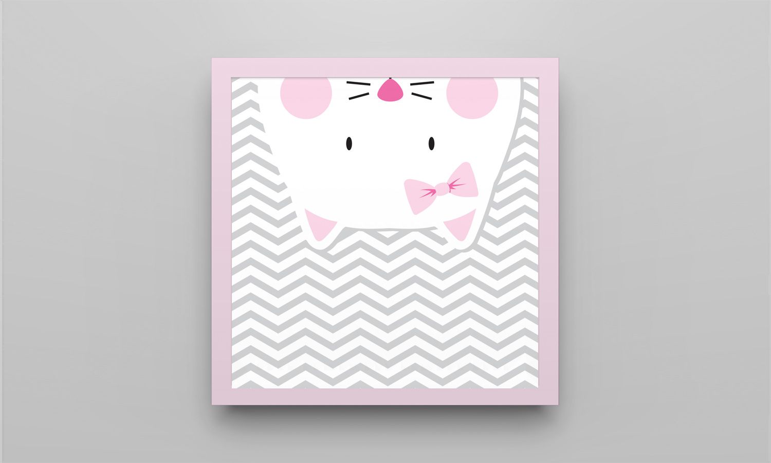 Quadro Amiguinha Gatinha Rosa 18cm