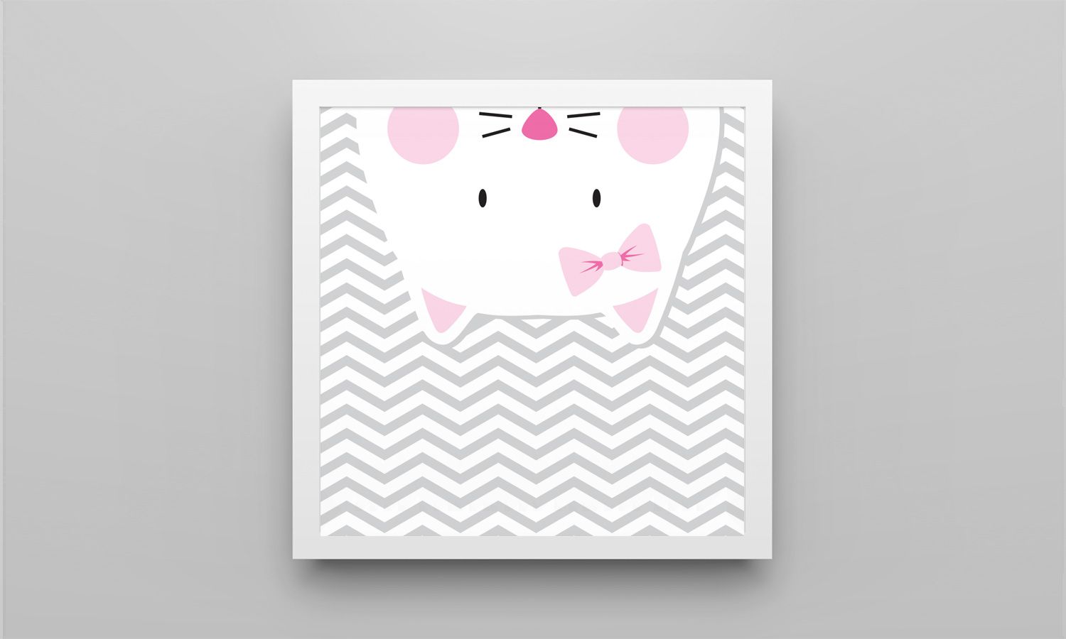 Quadro Amiguinha Gatinha Rosa/Branco 38cm - imagem 2