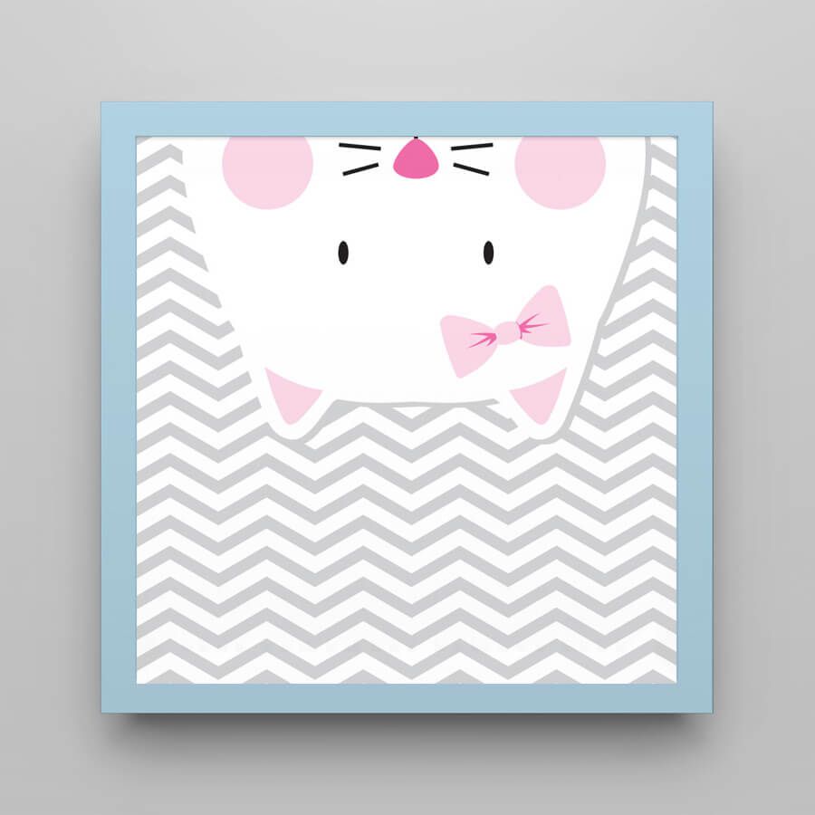 Quadro Amiguinha Gatinha Rosa/Azul Bebê 38cm - imagem 2