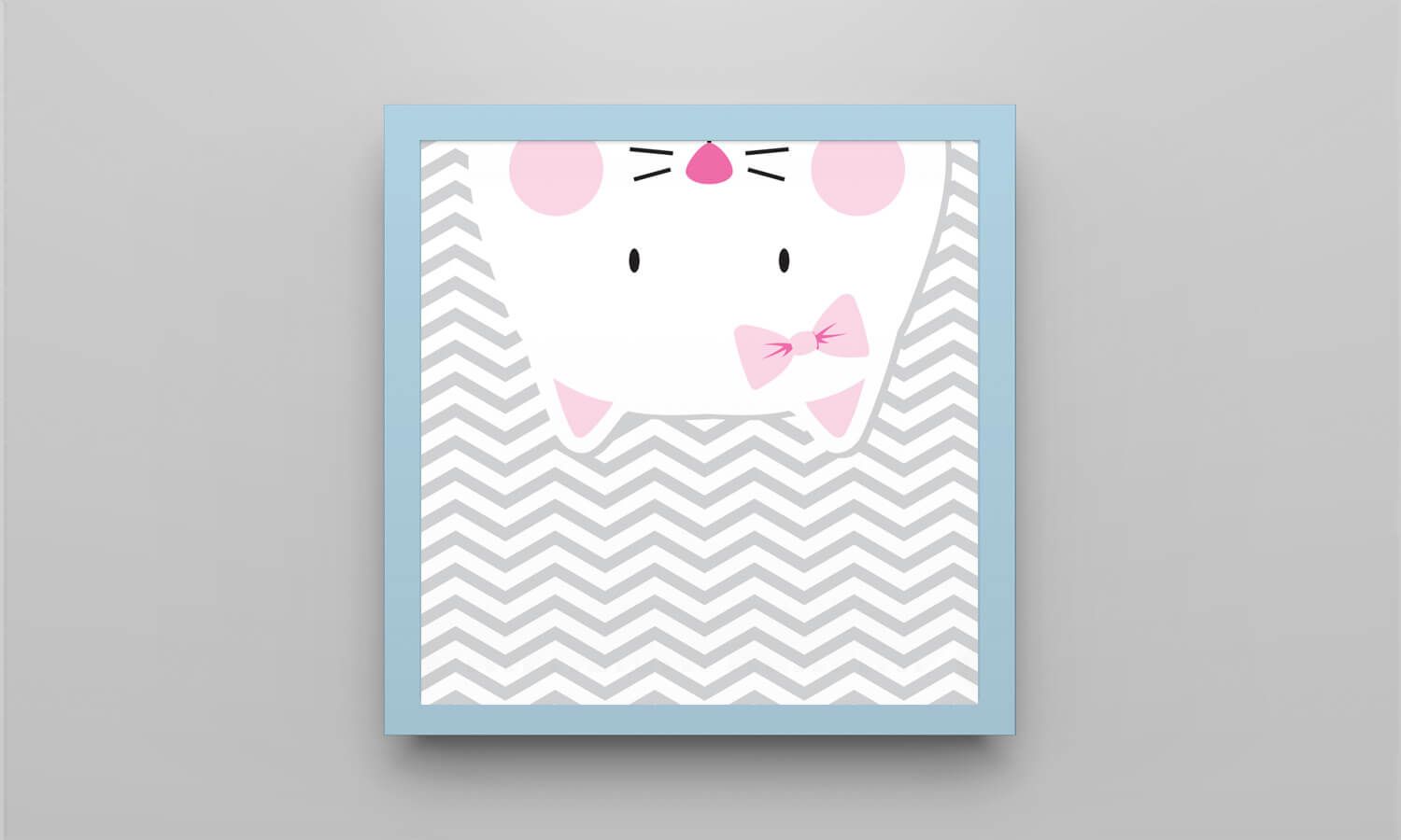 Quadro Amiguinha Gatinha Rosa/Azul Bebê 38cm