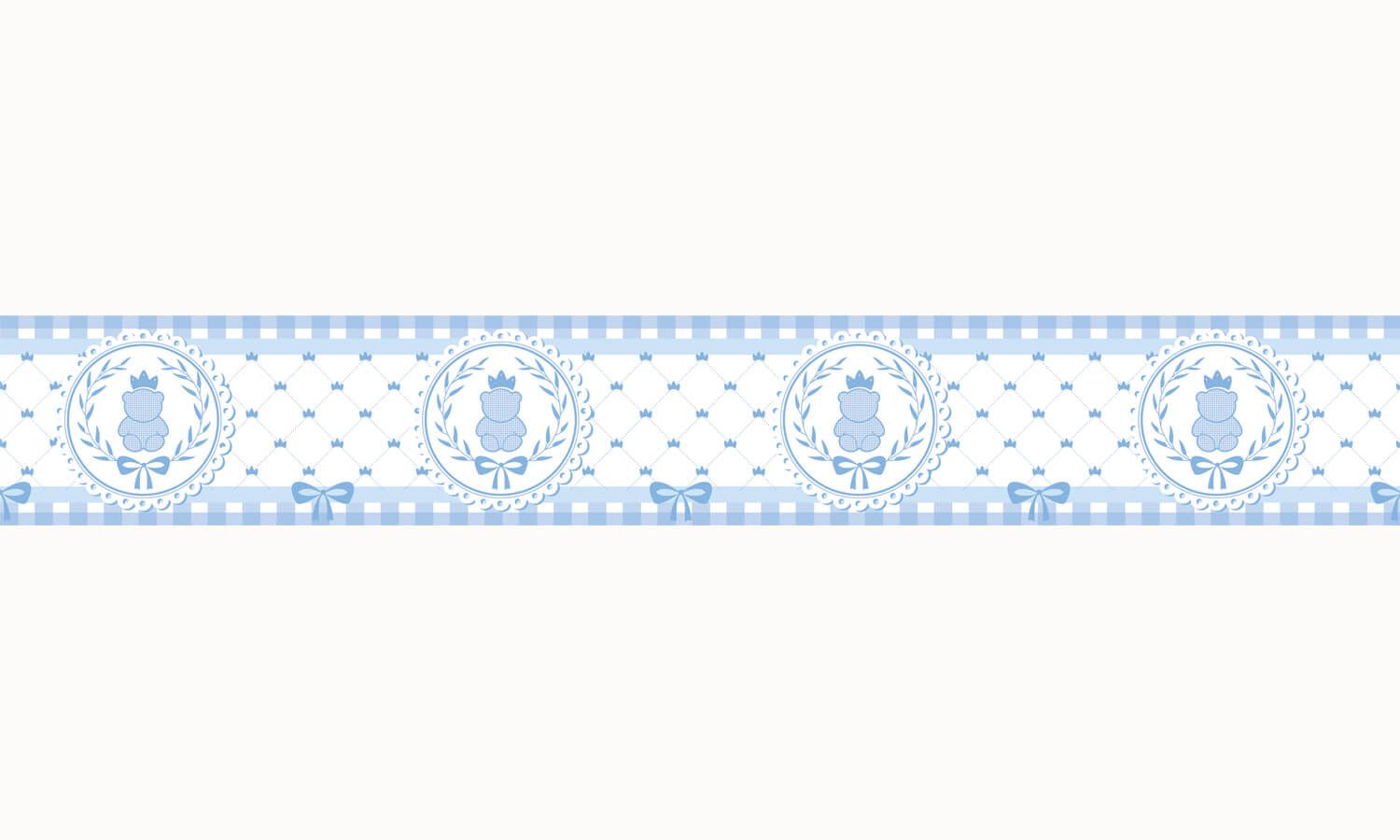 Faixa Adesiva de Parede Ursinho Clássico Azul Bebê