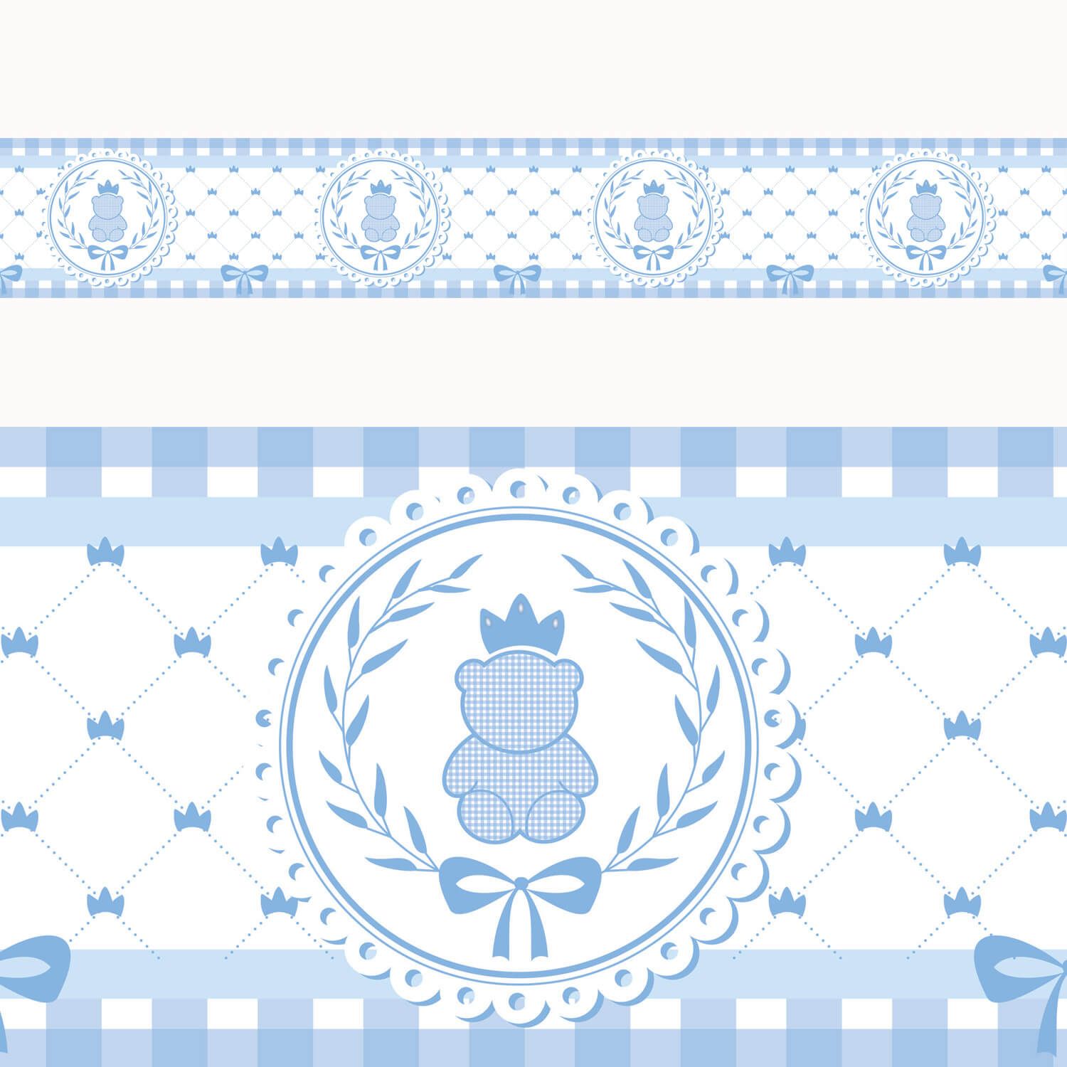 Faixa Adesiva de Parede Ursinho Clássico Azul Bebê