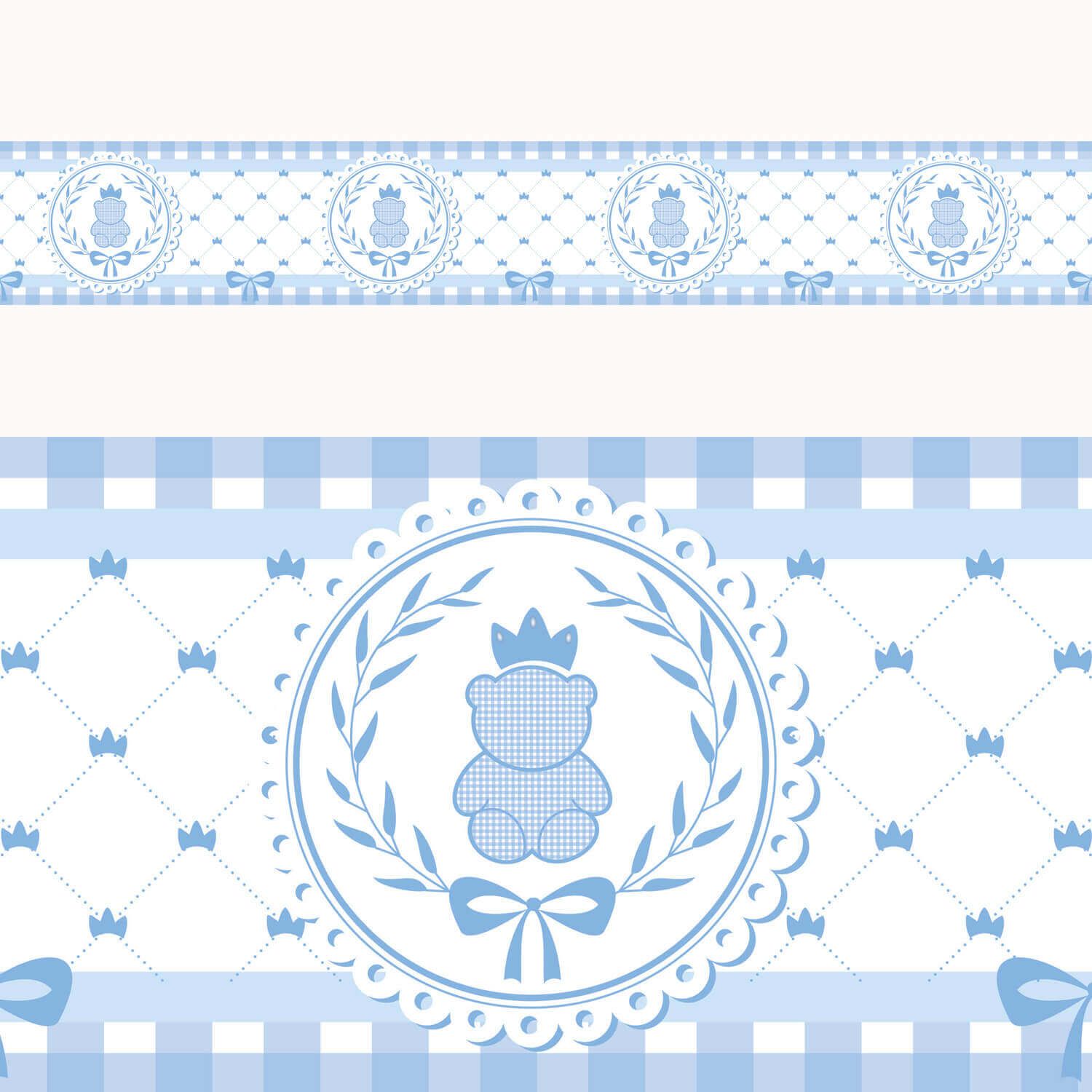 Faixa Adesiva de Parede Ursinho Clássico Azul Bebê