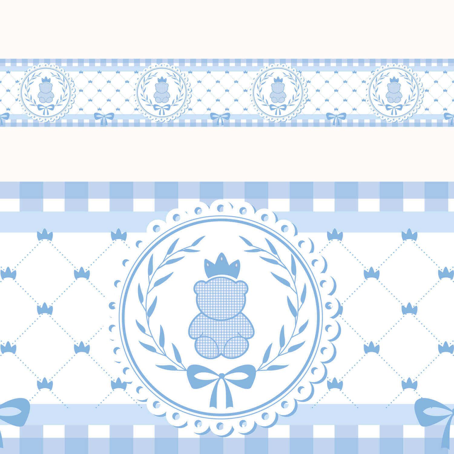 Faixa Adesiva de Parede Ursinho Clássico Azul Bebê