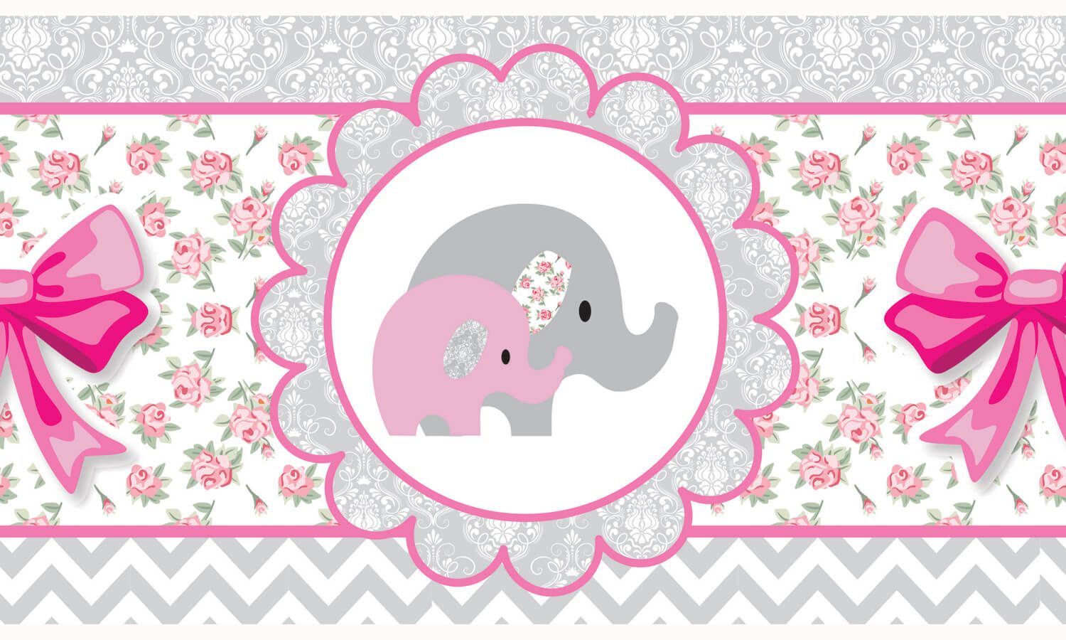 Faixa Adesiva de Parede Elefantinhos Rosa