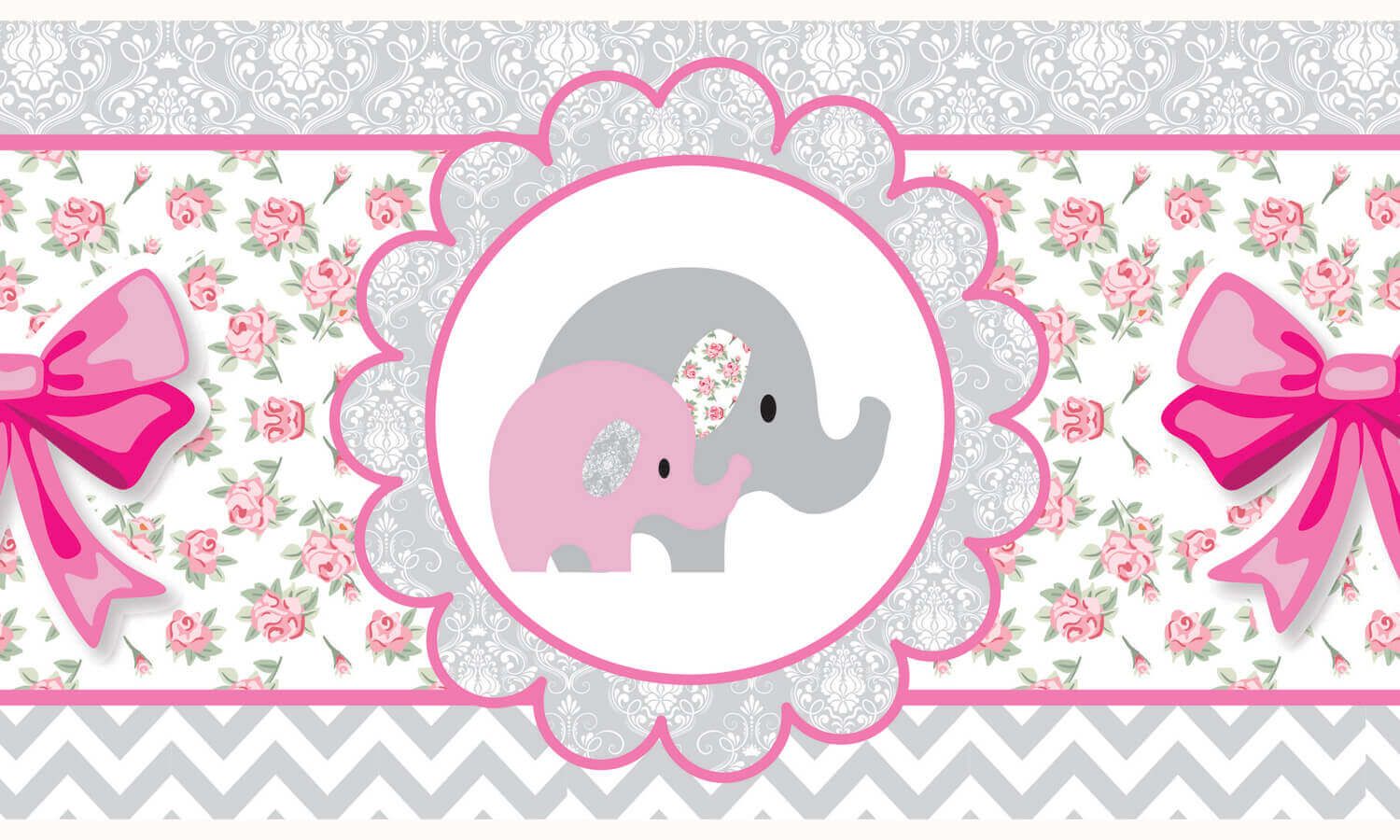 Faixa Adesiva de Parede Elefantinhos Rosa