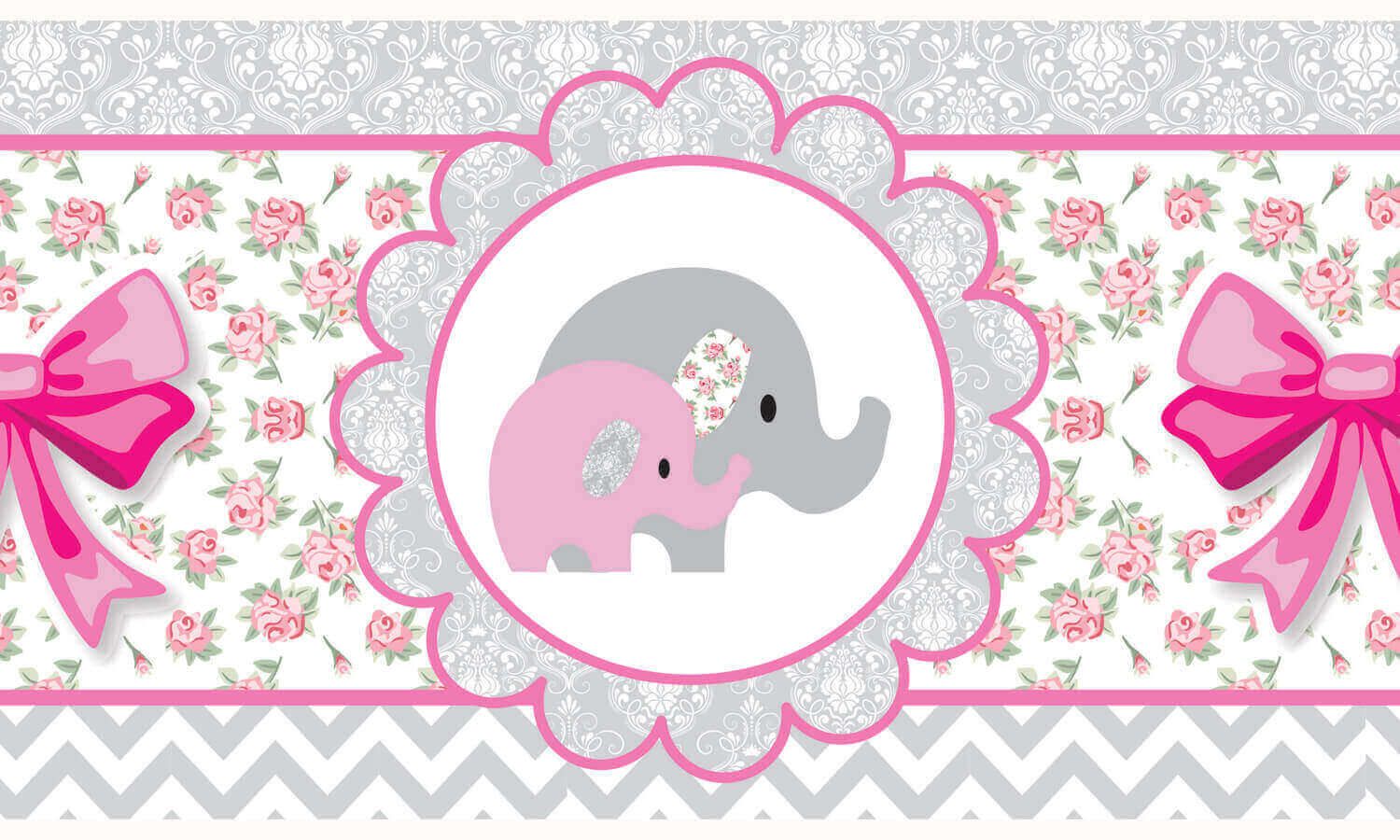 Faixa Adesiva de Parede Elefantinhos Rosa