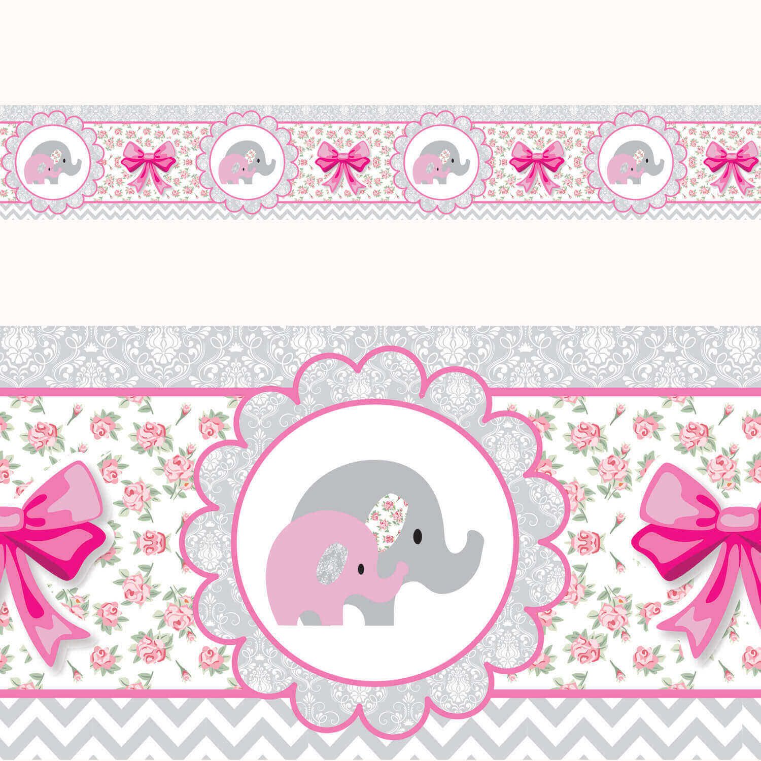 Faixa Adesiva de Parede Elefantinhos Rosa