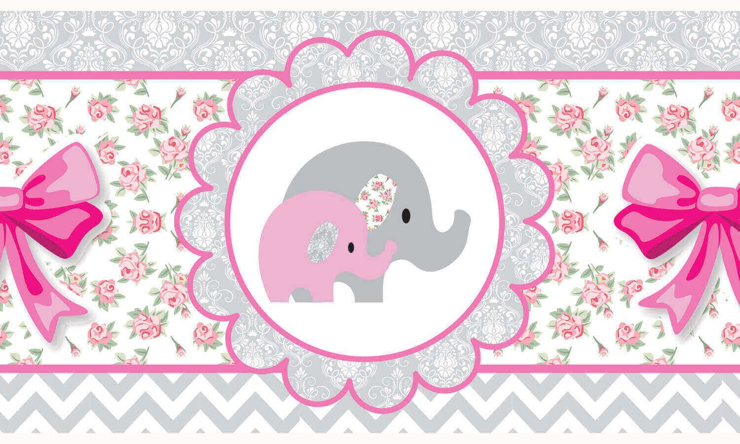 Faixa Adesiva de Parede Elefantinhos Rosa