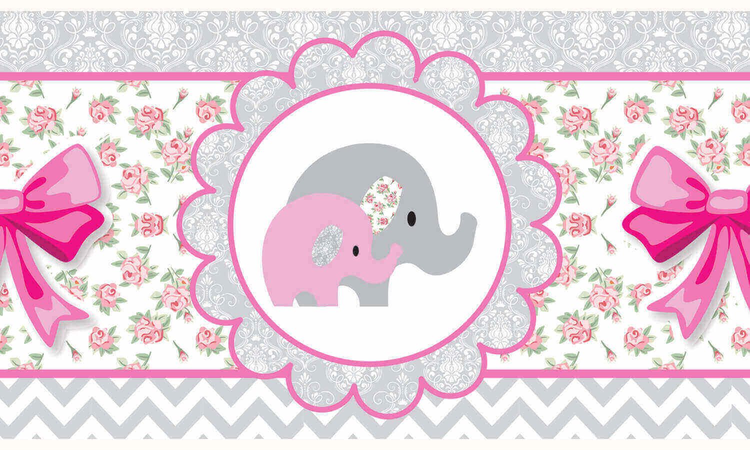 Faixa Adesiva de Parede Elefantinhos Rosa