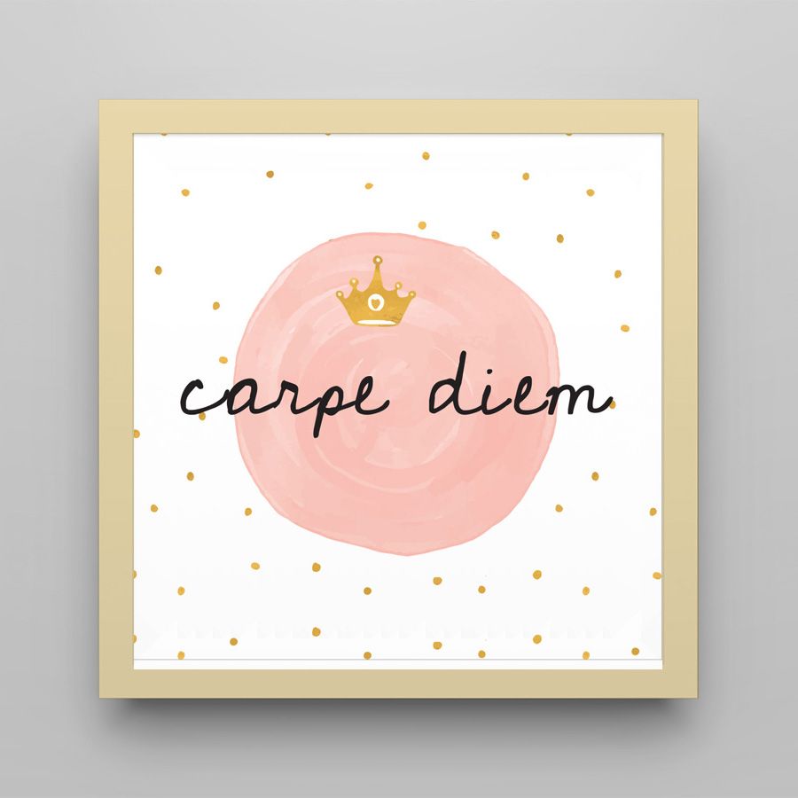 Quadro Carpe Diem Rosé/Amarelo 38cm