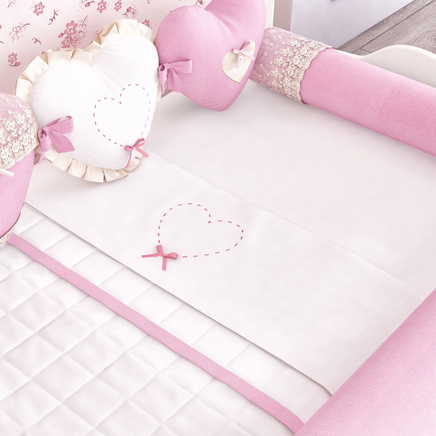 Jogo de Lençol para Mini Cama Coração