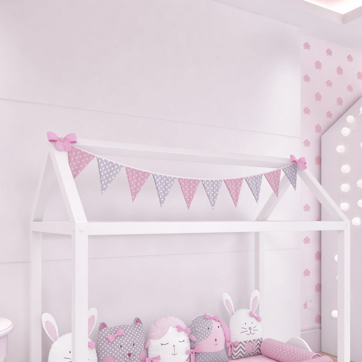 Varal de Cama Bandeirinhas Amiguinhas 1,60m