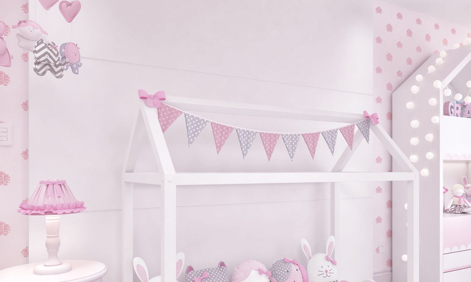 Varal de Cama Bandeirinhas Amiguinhas 1,60m