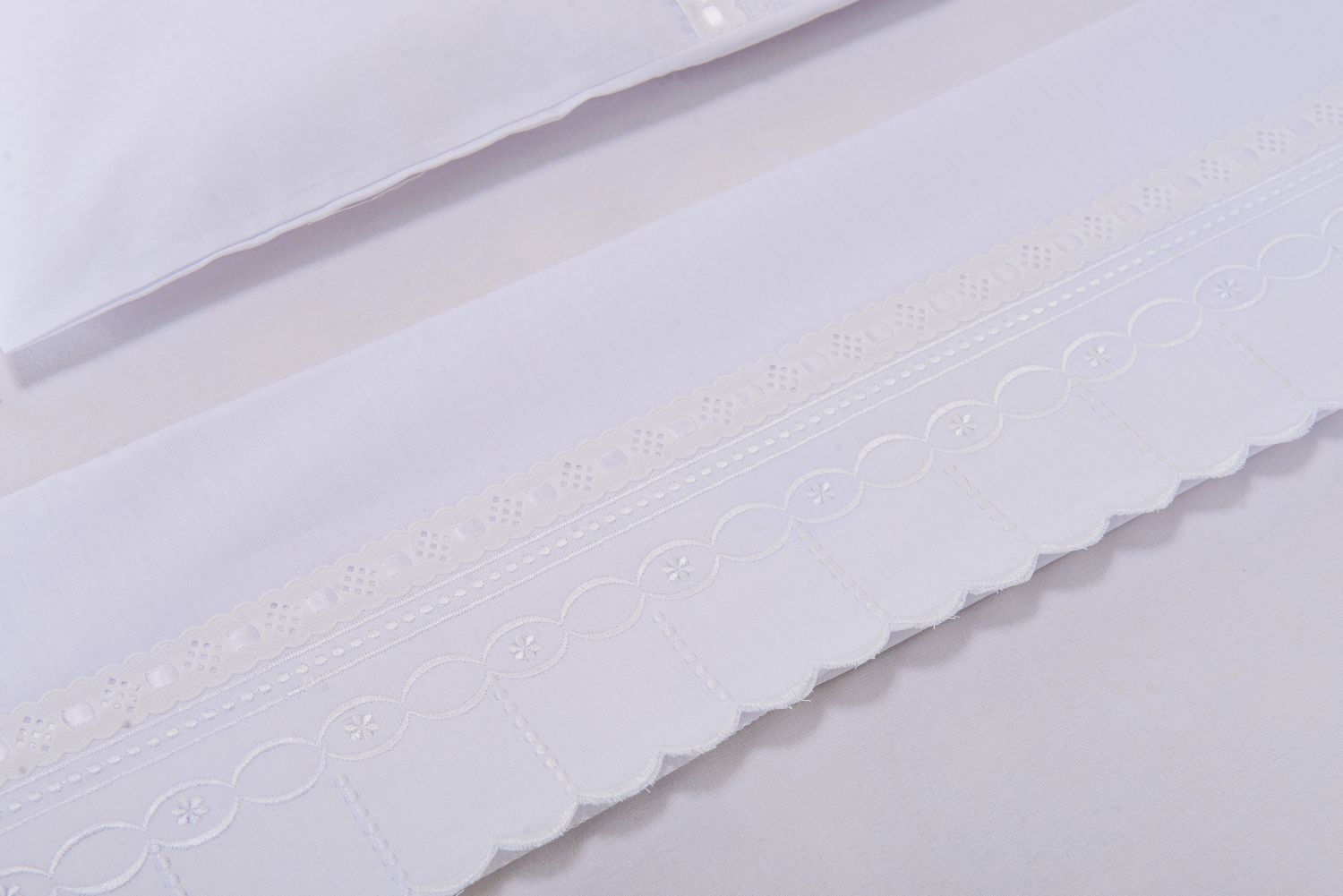 Jogo de Lençol Mini Berço Bico Flor Branco