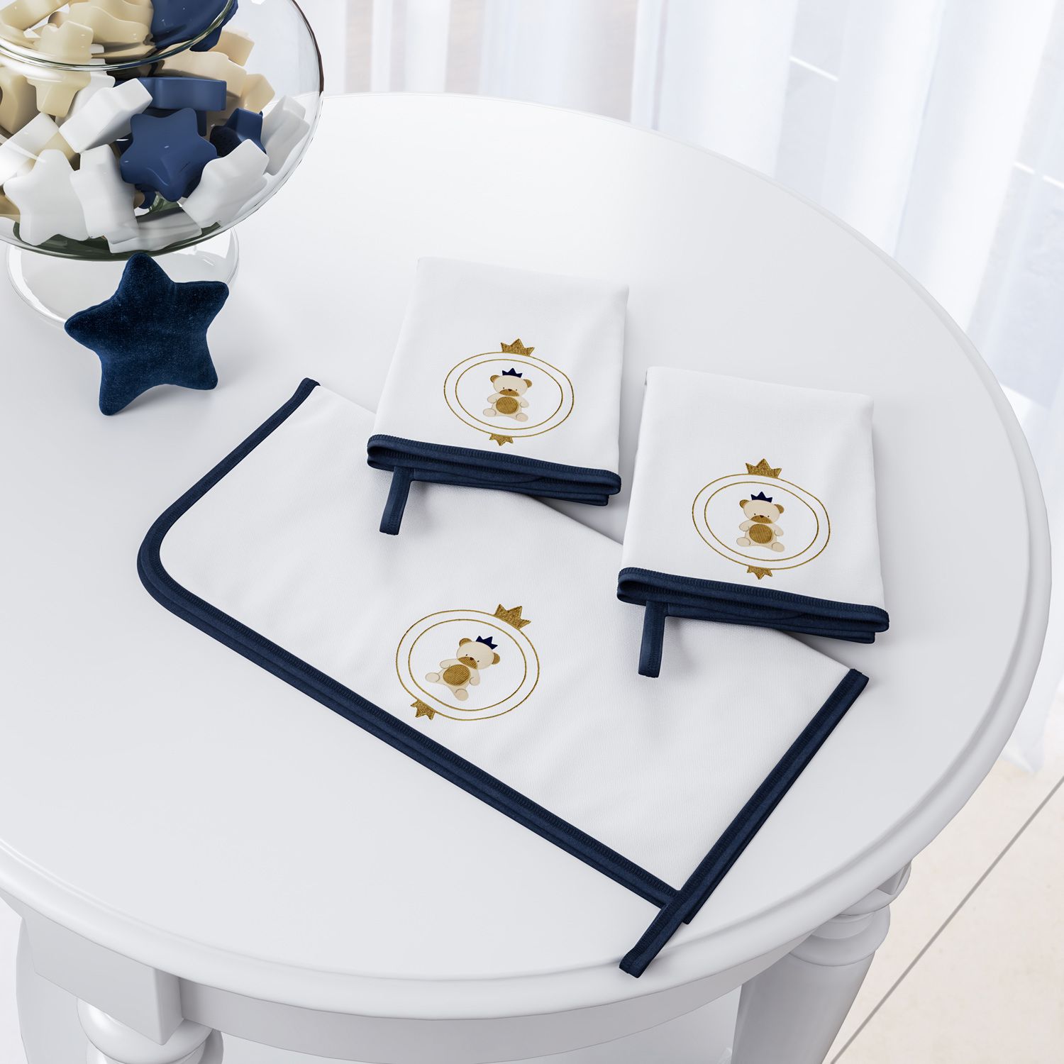 Jogo de Fraldas de Boca Malha Urso Teddy Realeza