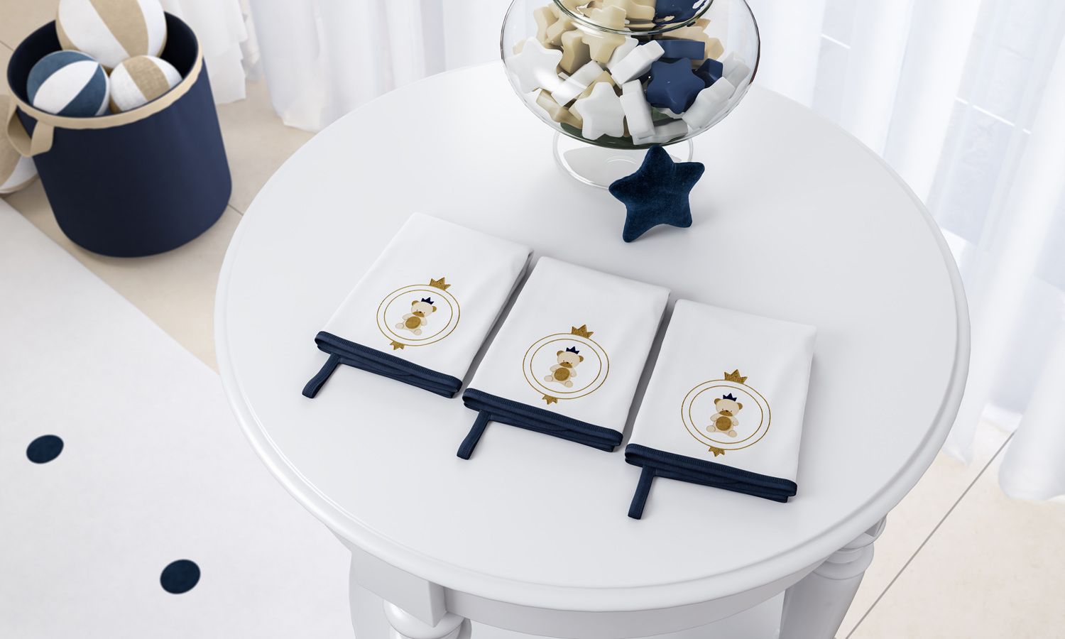 Jogo de Fraldas de Boca Malha Urso Teddy Realeza