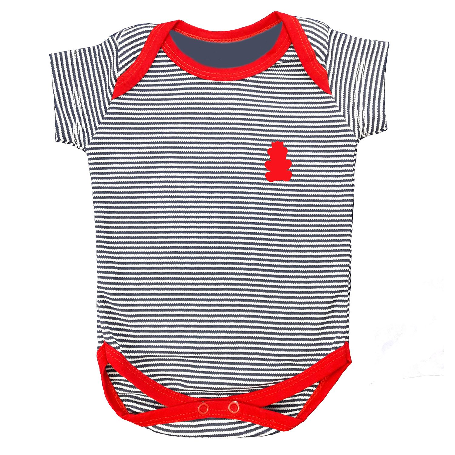 Body Manga Curta Listrado Azul Marinho Tam P