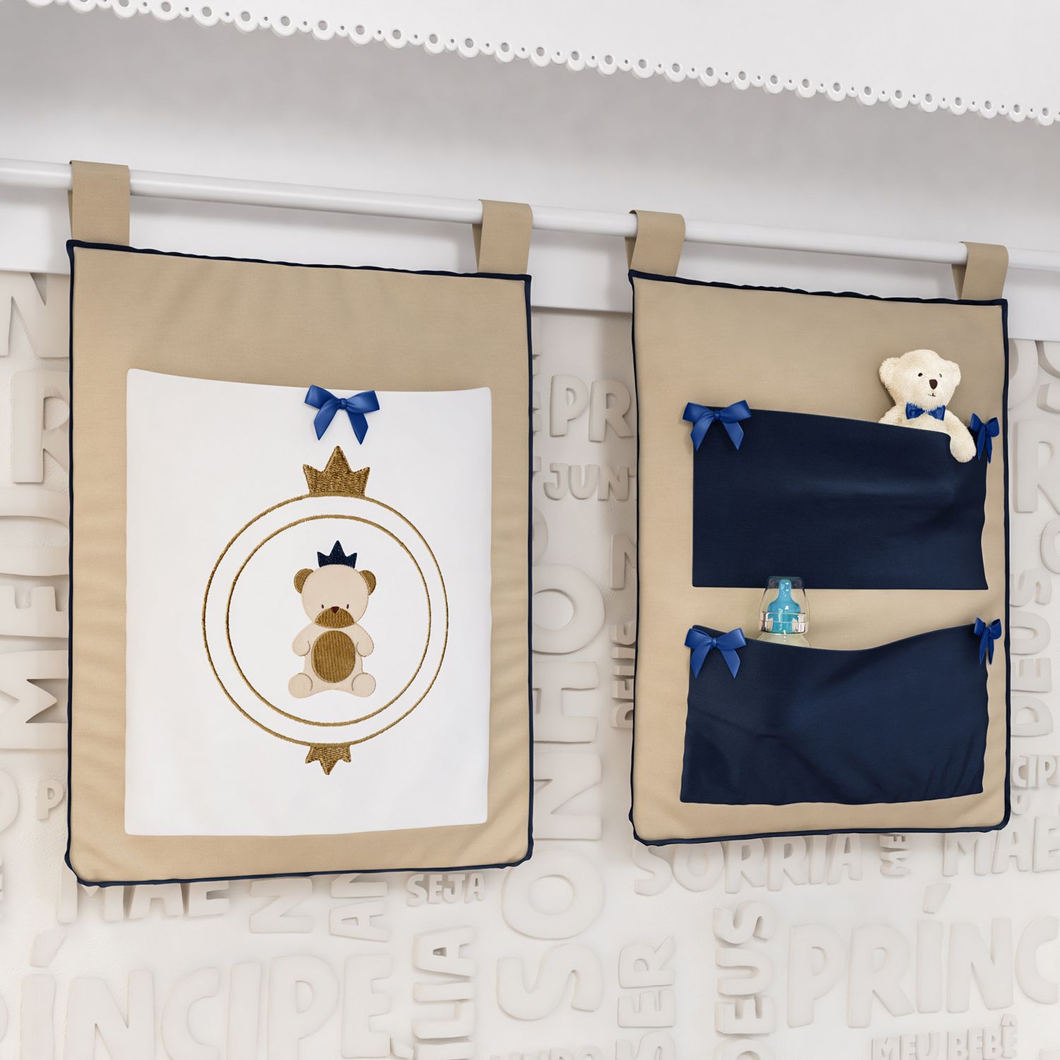 Porta Fraldas Varão Urso Teddy Realeza