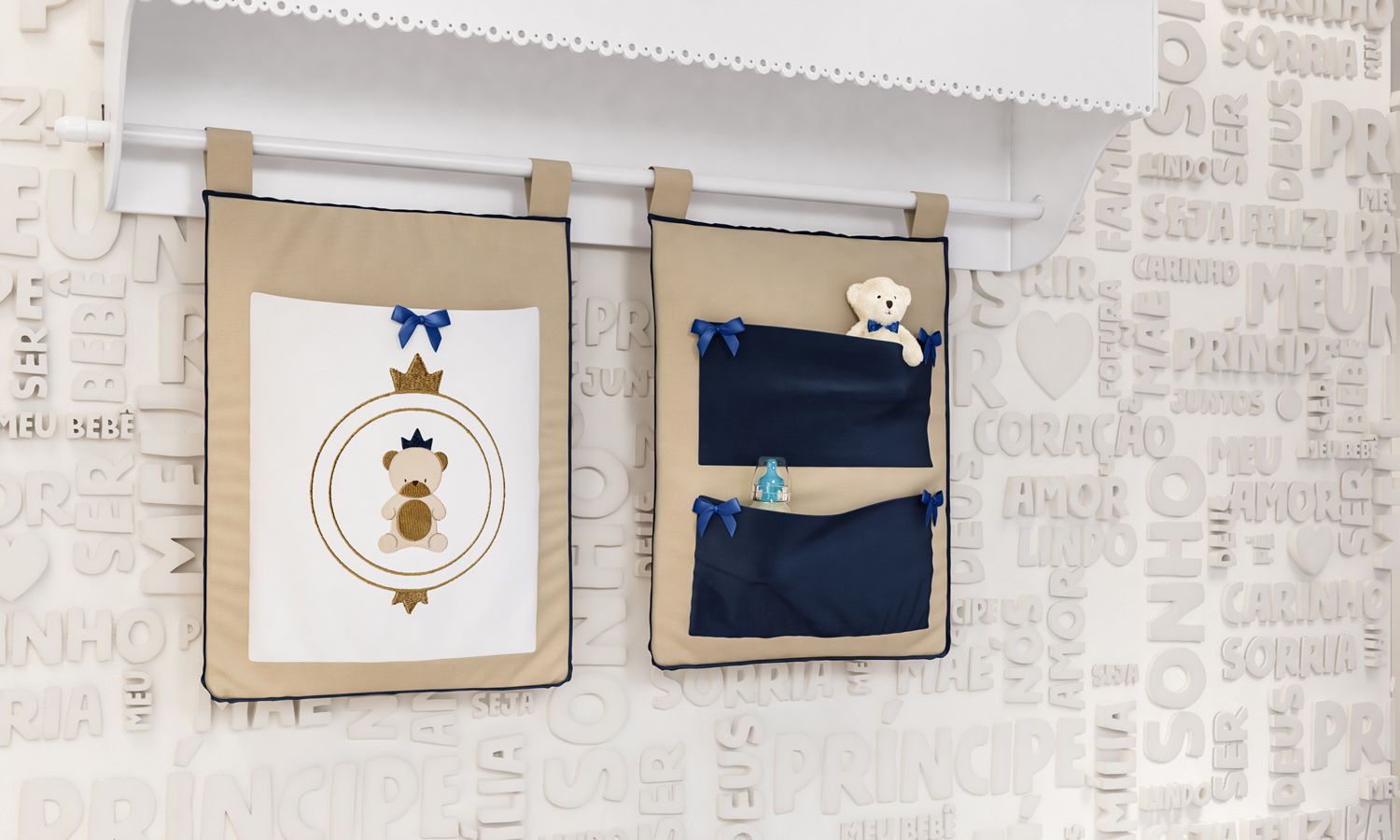 Porta Fraldas Varão Urso Teddy Realeza